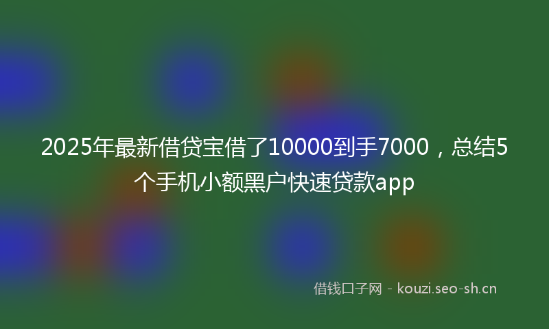 2025年最新借贷宝借了10000到手7000，总结5个手机小额黑户快速贷款app