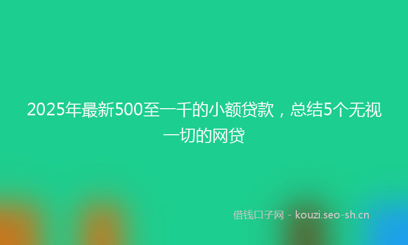 2025年最新500至一千的小额贷款，总结5个无视一切的网贷