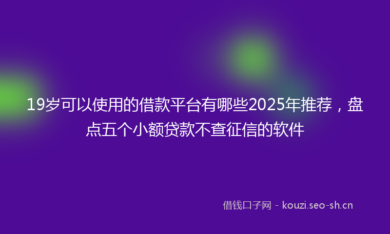 19岁可以使用的借款平台有哪些2025年推荐，盘点五个小额贷款不查征信的软件