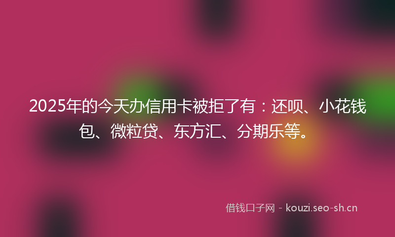 2025年的今天办信用卡被拒了有：还呗、小花钱包、微粒贷、东方汇、分期乐等。