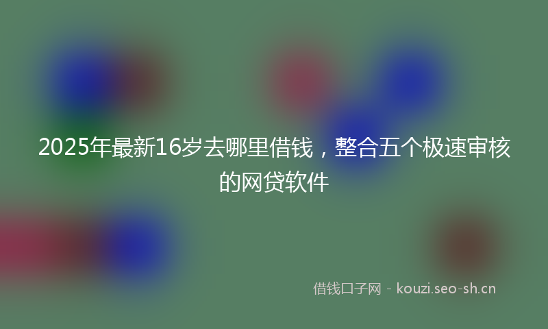 2025年最新16岁去哪里借钱，整合五个极速审核的网贷软件
