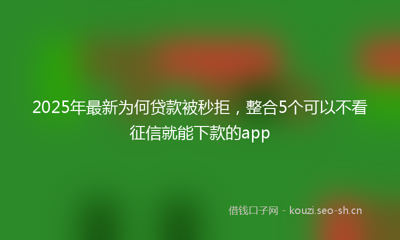 2025年最新为何贷款被秒拒，整合5个可以不看征信就能下款的app
