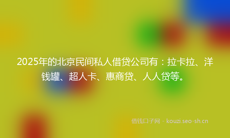 2025年的北京民间私人借贷公司有：拉卡拉、洋钱罐、超人卡、惠商贷、人人贷等。