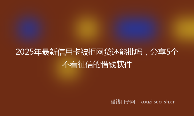 2025年最新信用卡被拒网贷还能批吗，分享5个不看征信的借钱软件