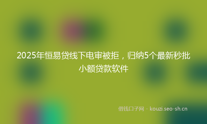 2025年恒易贷线下电审被拒，归纳5个最新秒批小额贷款软件