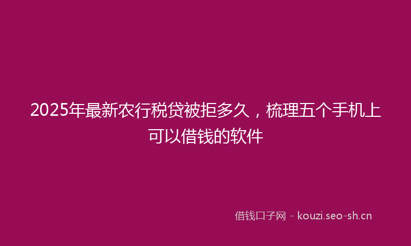 2025年最新农行税贷被拒多久，梳理五个手机上可以借钱的软件