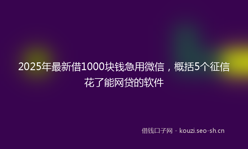 2025年最新借1000块钱急用微信，概括5个征信花了能网贷的软件