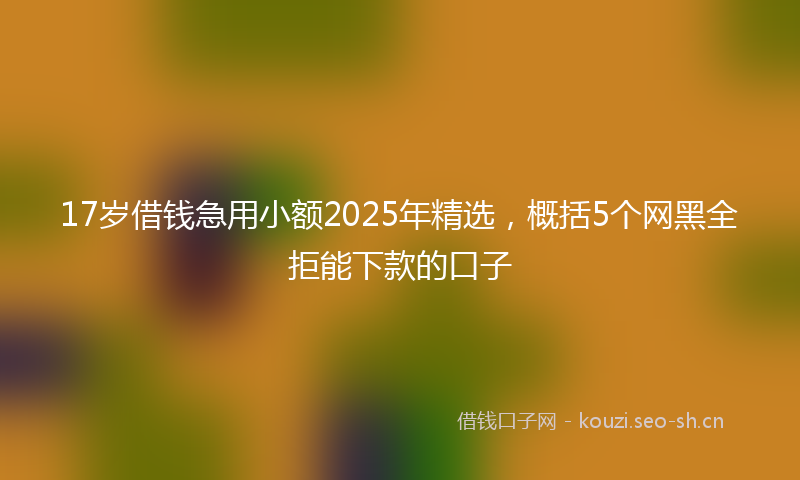 17岁借钱急用小额2025年精选，概括5个网黑全拒能下款的口子