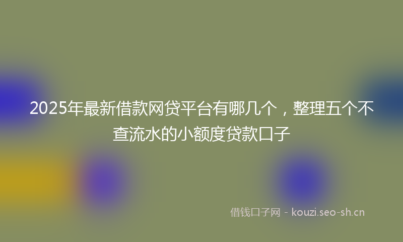 2025年最新借款网贷平台有哪几个，整理五个不查流水的小额度贷款口子