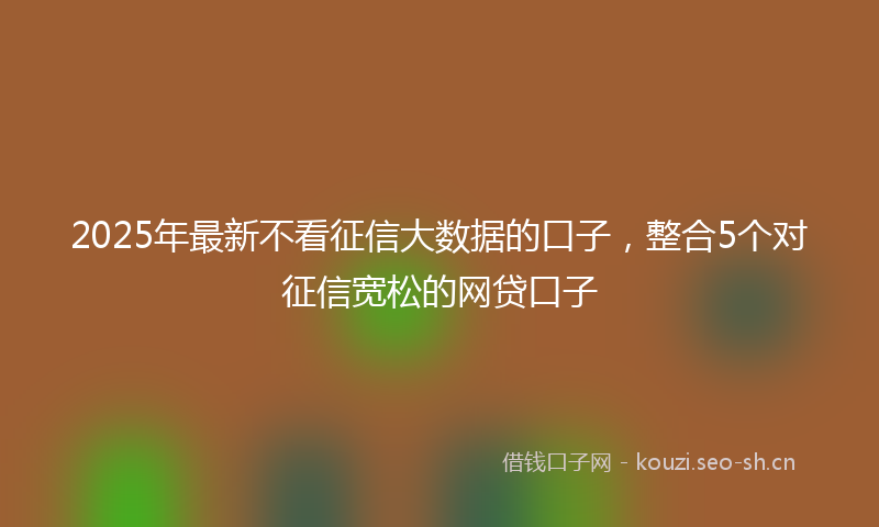 2025年最新不看征信大数据的口子，整合5个对征信宽松的网贷口子