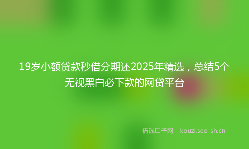19岁小额贷款秒借分期还2025年精选，总结5个无视黑白必下款的网贷平台