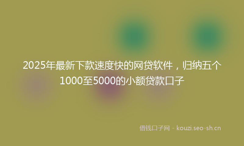 2025年最新下款速度快的网贷软件,归纳五个1000至5000的小额贷款口子