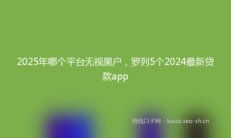 2025年哪个平台无视黑户，罗列5个2024最新贷款app