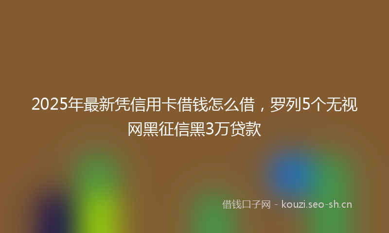 2025年最新凭信用卡借钱怎么借，罗列5个无视网黑征信黑3万贷款