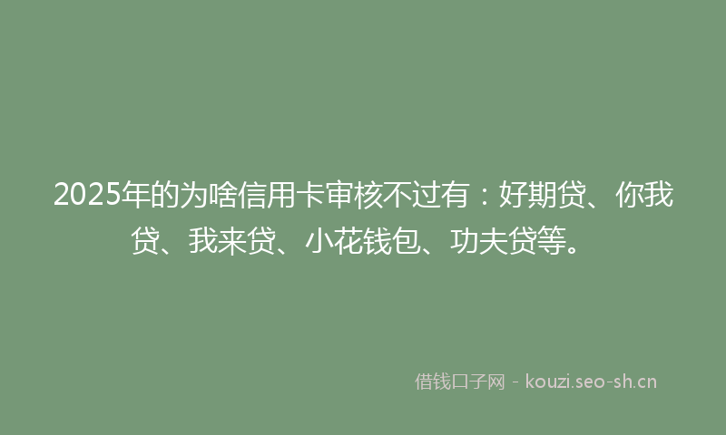 2025年的为啥信用卡审核不过有：好期贷、你我贷、我来贷、小花钱包、功夫贷等。
