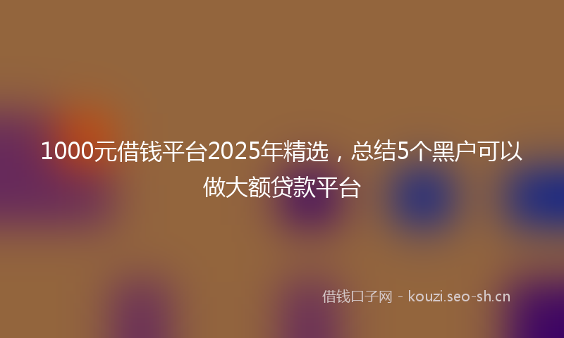 1000元借钱平台2025年精选，总结5个黑户可以做大额贷款平台