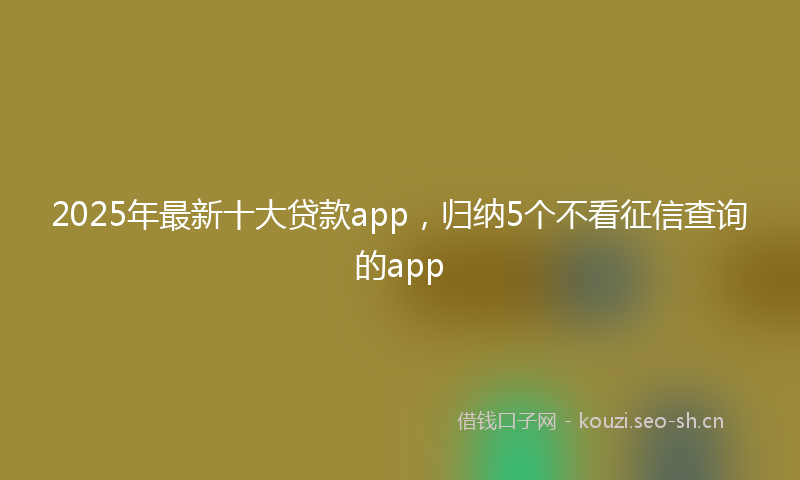 2025年最新十大贷款app，归纳5个不看征信查询的app