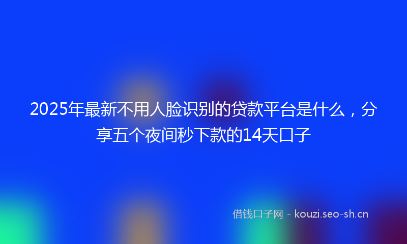 2025年最新不用人脸识别的贷款平台是什么，分享五个夜间秒下款的14天口子