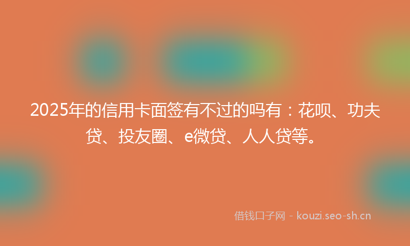 2025年的信用卡面签有不过的吗有：花呗、功夫贷、投友圈、e微贷、人人贷等。