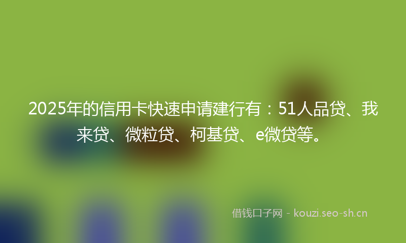 2025年的信用卡快速申请建行有：51人品贷、我来贷、微粒贷、柯基贷、e微贷等。