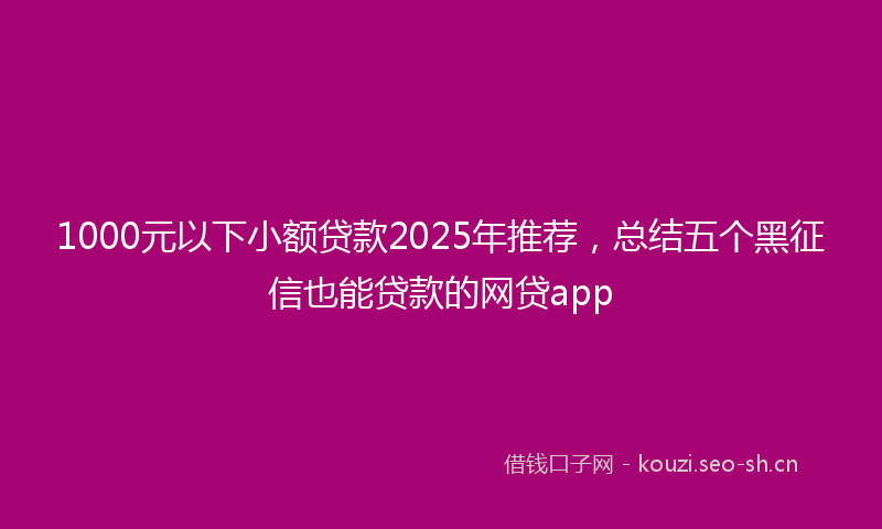 1000元以下小额贷款2025年推荐，总结五个黑征信也能贷款的网贷app