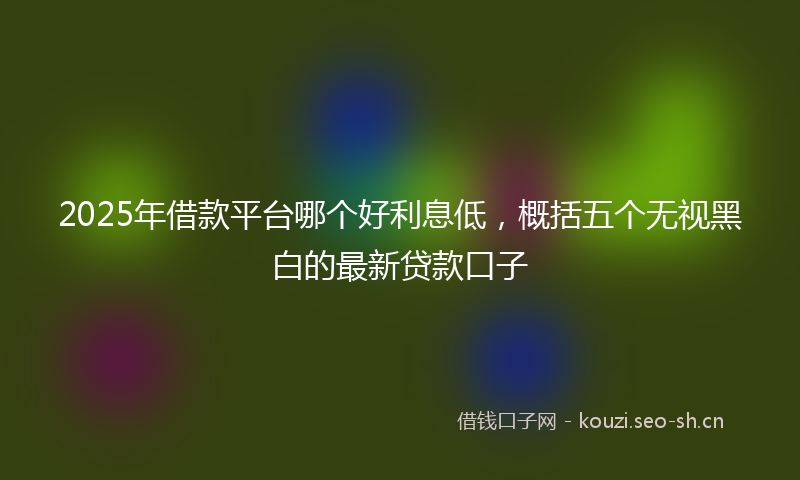 2025年借款平台哪个好利息低，概括五个无视黑白的最新贷款口子