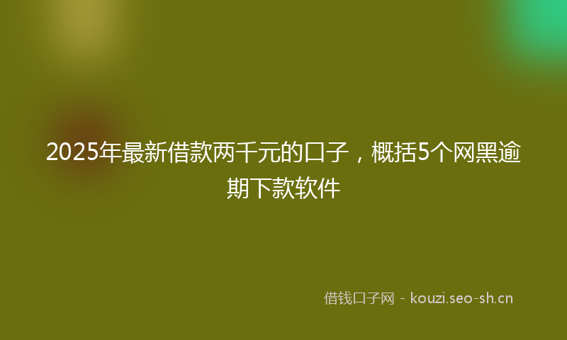 2025年最新借款两千元的口子，概括5个网黑逾期下款软件
