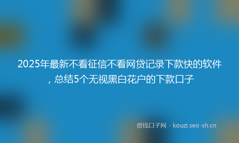 2025年最新不看征信不看网贷记录下款快的软件，总结5个无视黑白花户的下款口子