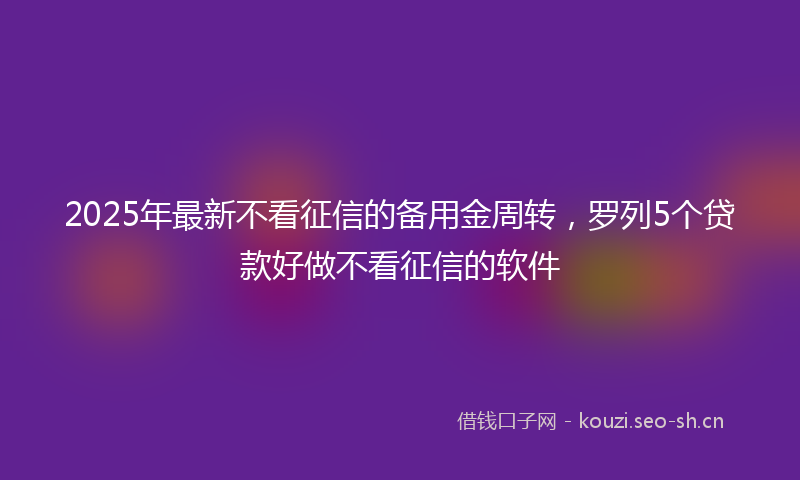 2025年最新不看征信的备用金周转，罗列5个贷款好做不看征信的软件