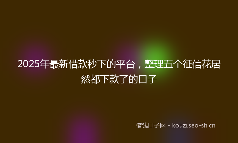 2025年最新借款秒下的平台，整理五个征信花居然都下款了的口子