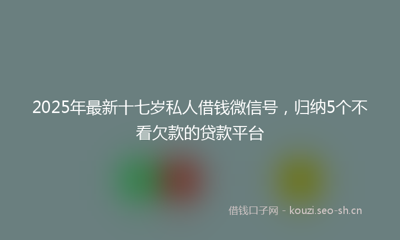 2025年最新十七岁私人借钱微信号，归纳5个不看欠款的贷款平台