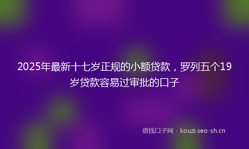 2025年最新十七岁正规的小额贷款，罗列五个19岁贷款容易过审批的口子