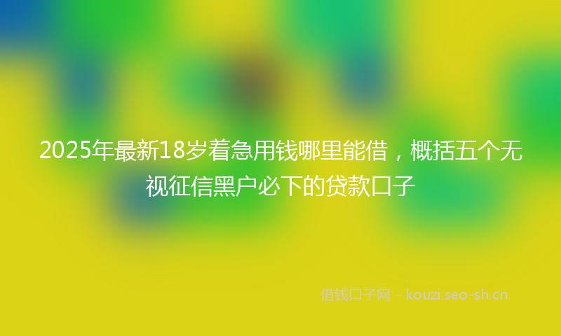 2025年最新18岁着急用钱哪里能借，概括五个无视征信黑户必下的贷款口子