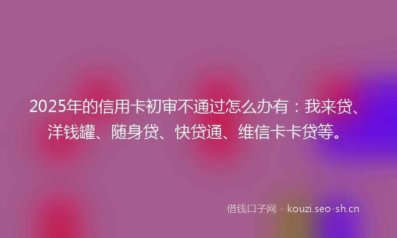 2025年的信用卡初审不通过怎么办有：我来贷、洋钱罐、随身贷、快贷通、维信卡卡贷等。