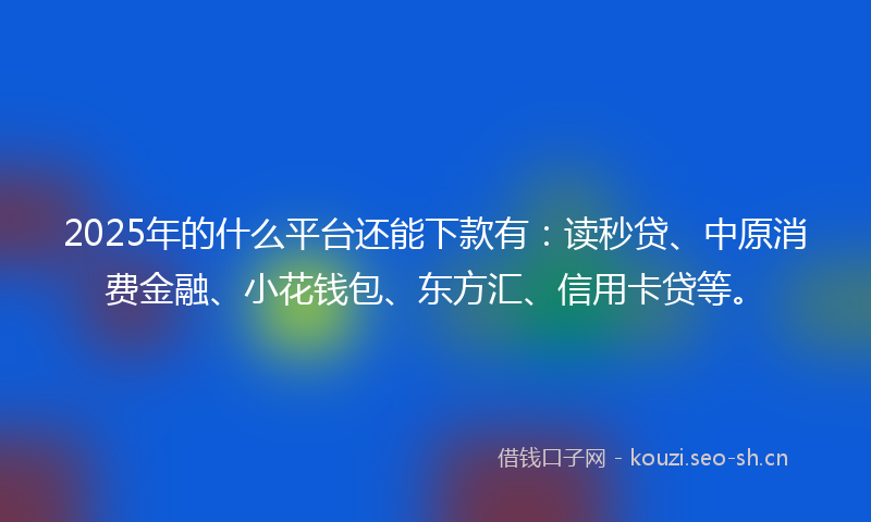 2025年的什么平台还能下款有：读秒贷、中原消费金融、小花钱包、东方汇、信用卡贷等。