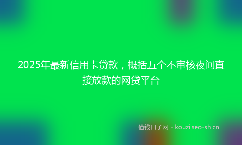 2025年最新信用卡贷款，概括五个不审核夜间直接放款的网贷平台