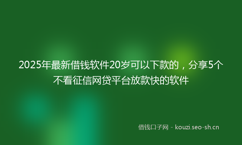 2025年最新借钱软件20岁可以下款的,分享5个不看征信网贷平台放款快的软件