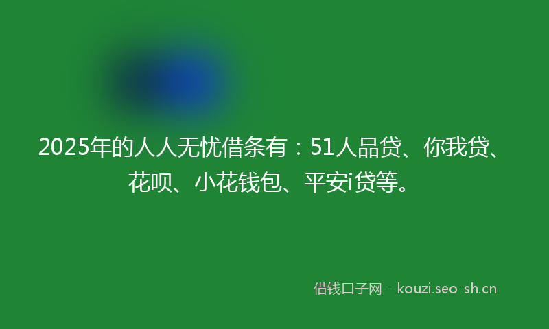 2025年的人人无忧借条有：51人品贷、你我贷、花呗、小花钱包、平安i贷等。
