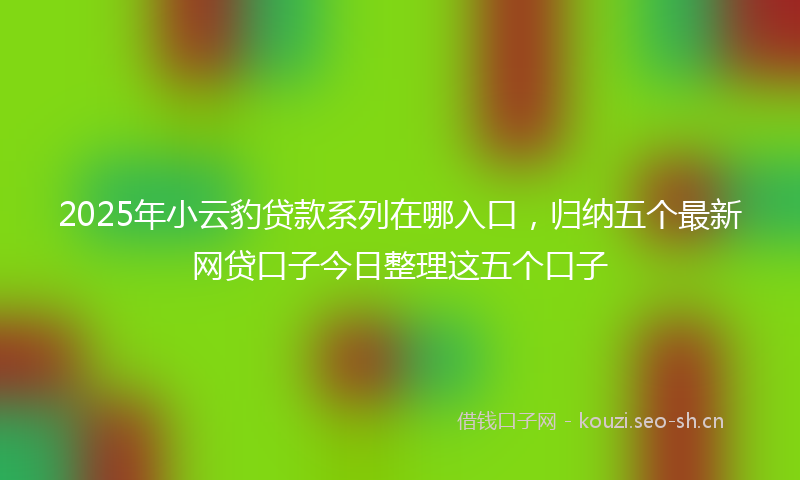 2025年小云豹贷款系列在哪入口，归纳五个最新网贷口子今日整理这五个口子