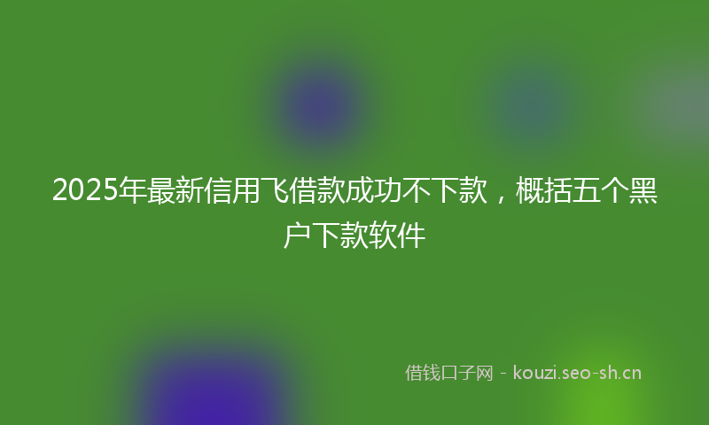 2025年最新信用飞借款成功不下款,概括五个黑户下款软件
