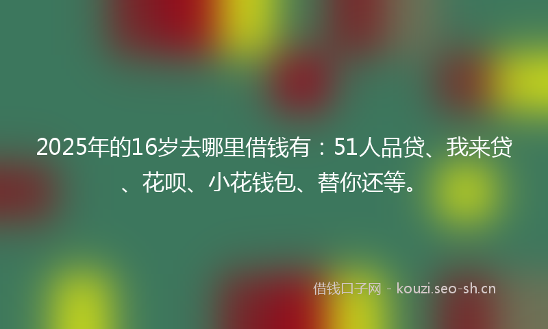 2025年的16岁去哪里借钱有：51人品贷、我来贷、花呗、小花钱包、替你还等。