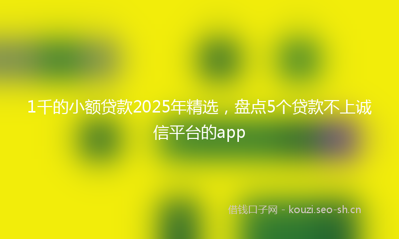 1千的小额贷款2025年精选，盘点5个贷款不上诚信平台的app