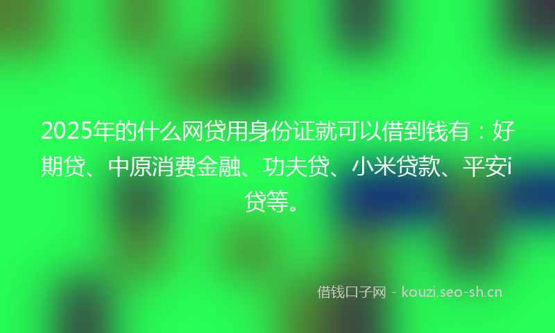 2025年的什么网贷用身份证就可以借到钱有：好期贷、中原消费金融、功夫贷、小米贷款、平安i贷等。