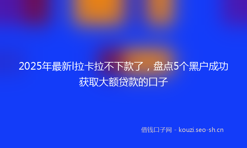 2025年最新l拉卡拉不下款了，盘点5个黑户成功获取大额贷款的口子
