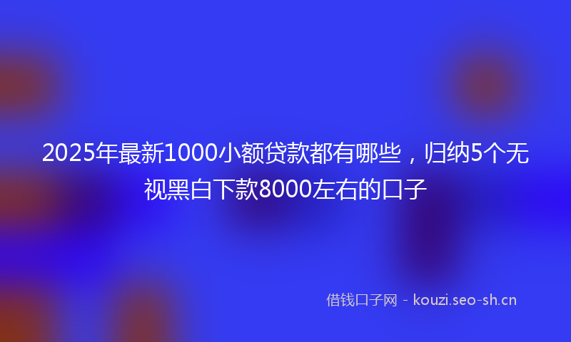 2025年最新1000小额贷款都有哪些，归纳5个无视黑白下款8000左右的口子