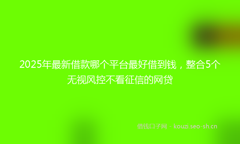 2025年最新借款哪个平台最好借到钱,整合5个无视风控不看征信的网贷