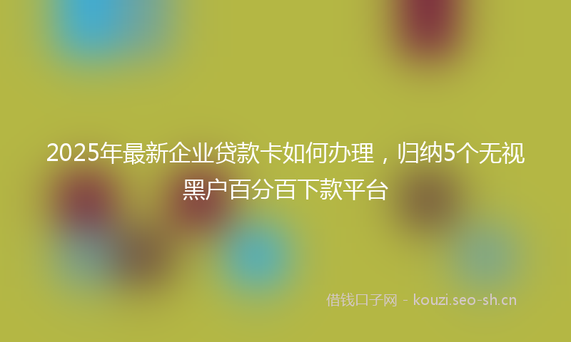 2025年最新企业贷款卡如何办理,归纳5个无视黑户百分百下款平台