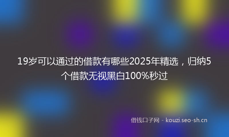 19岁可以通过的借款有哪些2025年精选，归纳5个借款无视黑白100%秒过