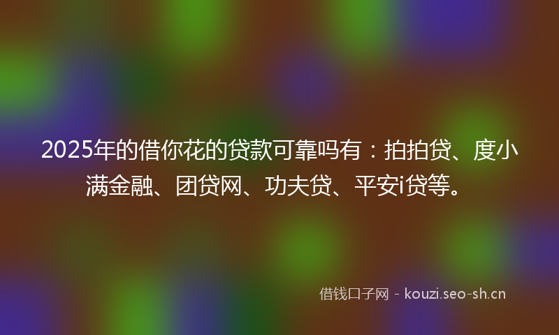 2025年的借你花的贷款可靠吗有：拍拍贷、度小满金融、团贷网、功夫贷、平安i贷等。