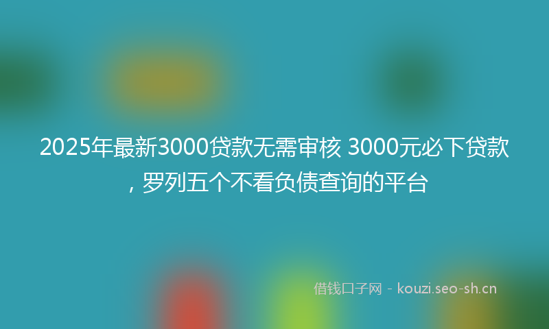 2025年最新3000贷款无需审核 3000元必下贷款，罗列五个不看负债查询的平台